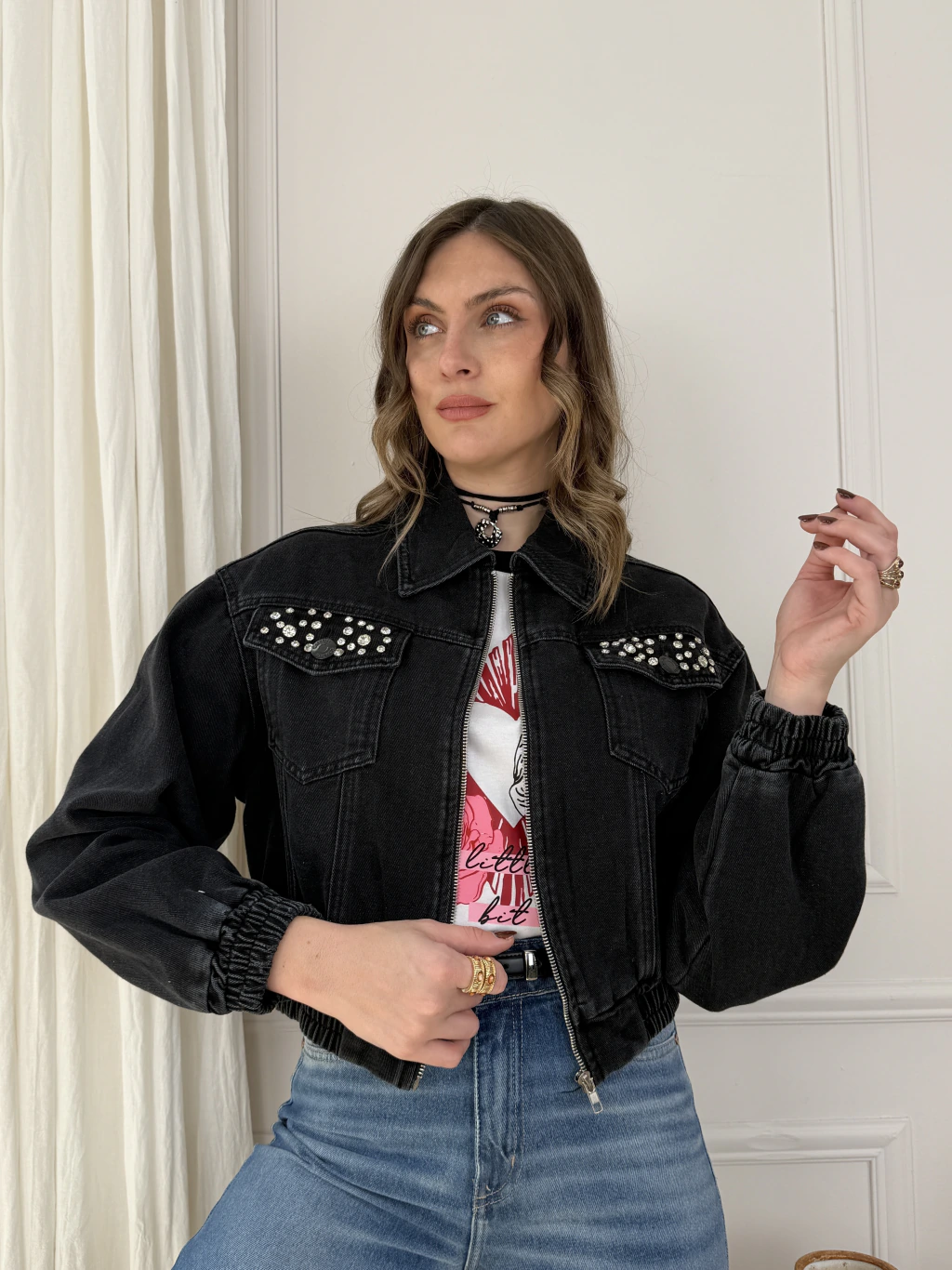 Bomber Denim Saige Black