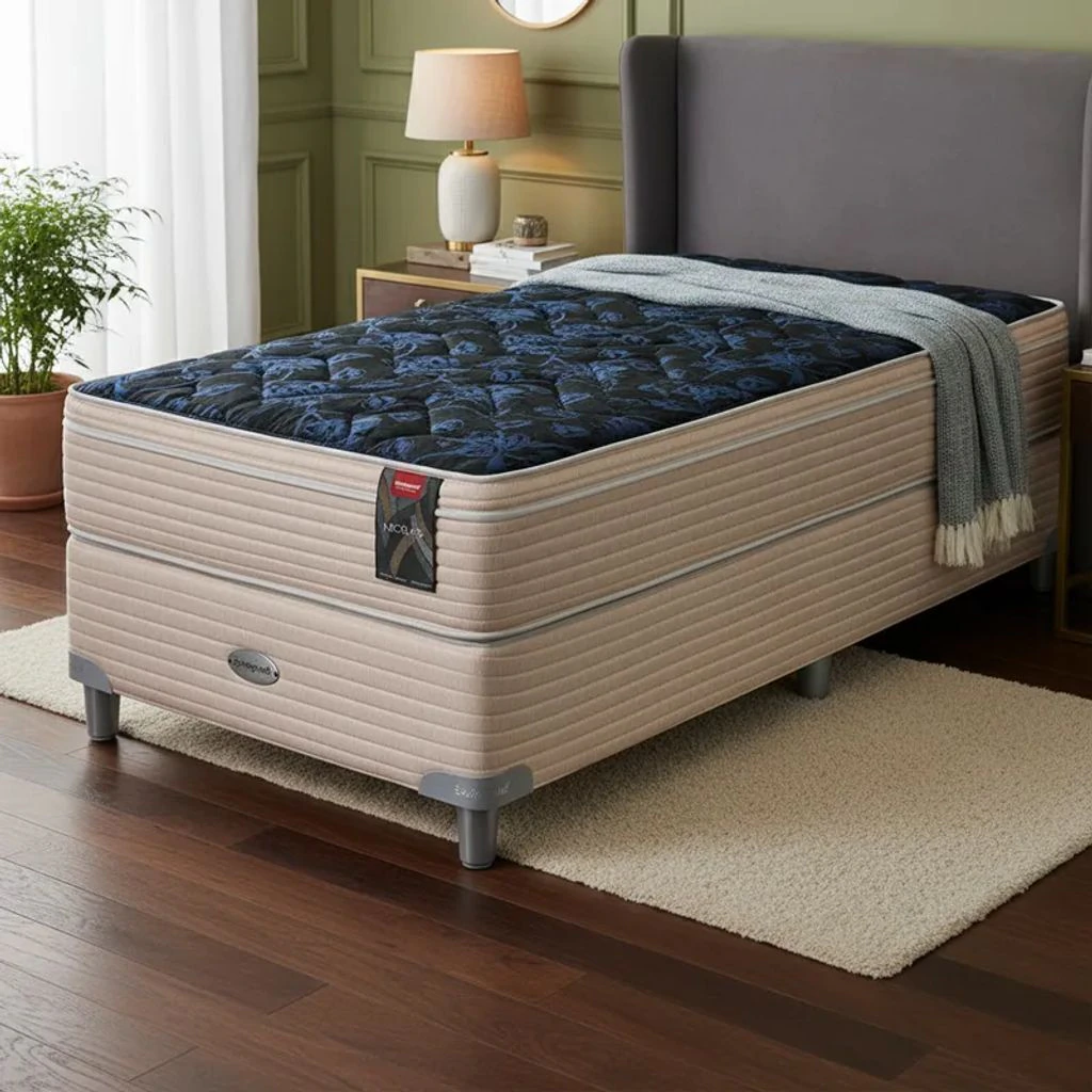 Sommier y Colchón Resortes Springwall MCB 115 Euro Pillow 090x190 1 1/2 Plaza