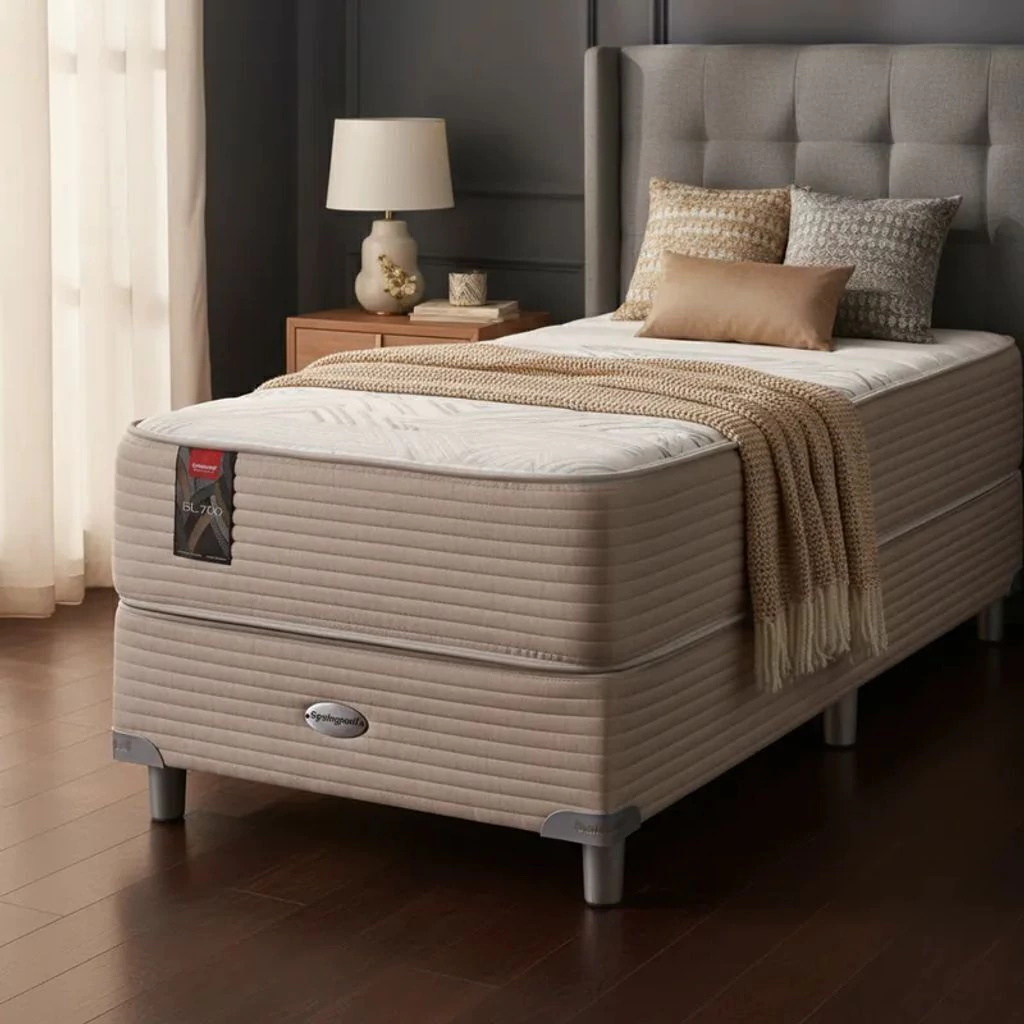 Sommier y Colchón Resortes Springwall BL 700 Refuerzo Lumbar 090x190 1 1/2 Plaza