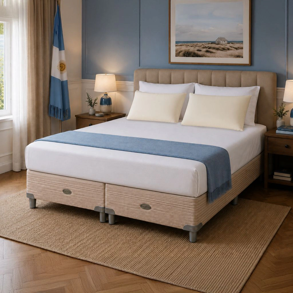 Combo Sommier MCB 115 160X200+ Almohadas Memory Nova + Sabanas Queen