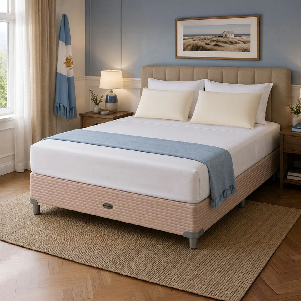 Combo Sommier MCB 115 140x190 + Almohadas Memory Nova + Sabanas 2 Plazas