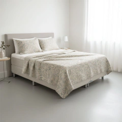 Cubre cama Springwall Dreams Jacquard de algodón King Natural y verde, foto 3 de 9