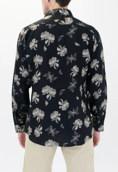 Camisa Corte Ejecutivo Negro Flor Beige, foto 4 de 5
