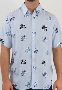 Camisa Manga Corta Slim Fit Celeste Flores, foto 4 de 5