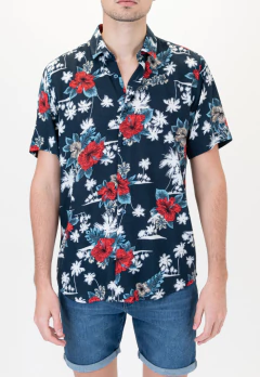 Camisa Manga Corta Fibrana Flor Roja, foto 3 de 5