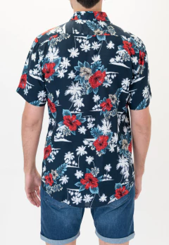 Camisa Manga Corta Fibrana Flor Roja, foto 4 de 5