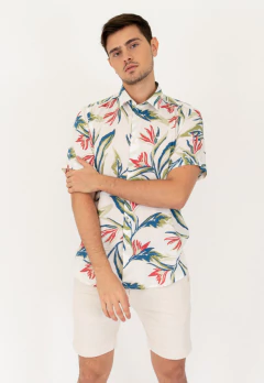Camisa Manga Corta Fibrana Clasica Blanco Flor AVR, foto 2 de 5