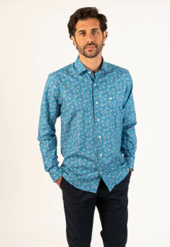 Camisa Corte Ejecutivo Azul Flores 1597, foto 2 de 6