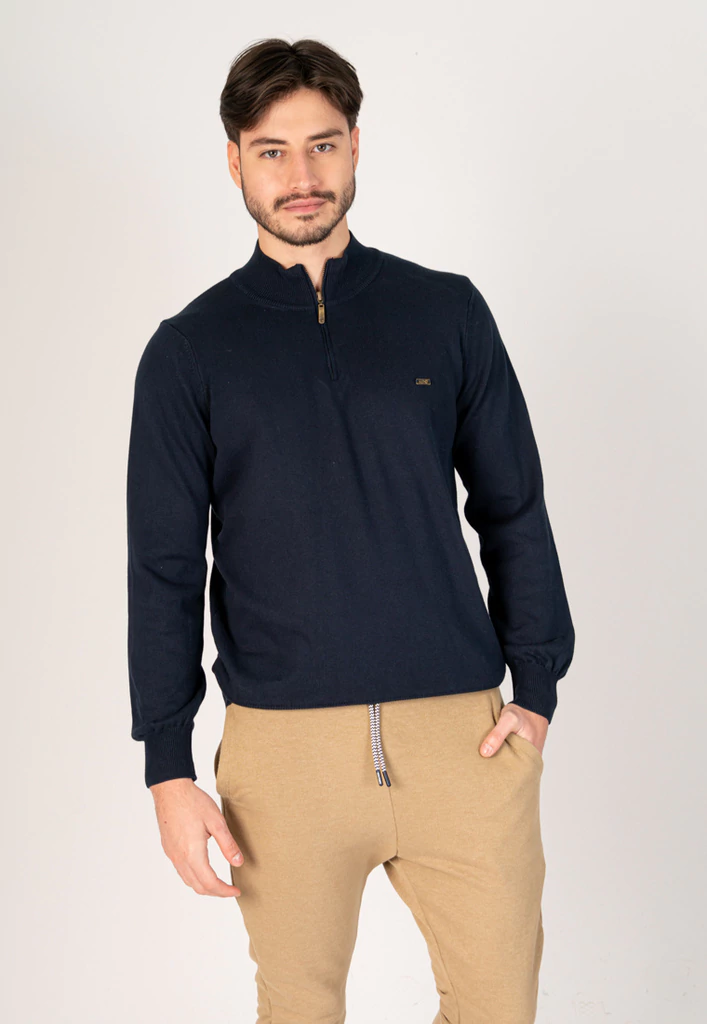 Media Polera Con Cierre Alg GG10 Marino