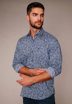 Camisa Corte Ejecutivo Flores Azul 1628, foto 2 de 5