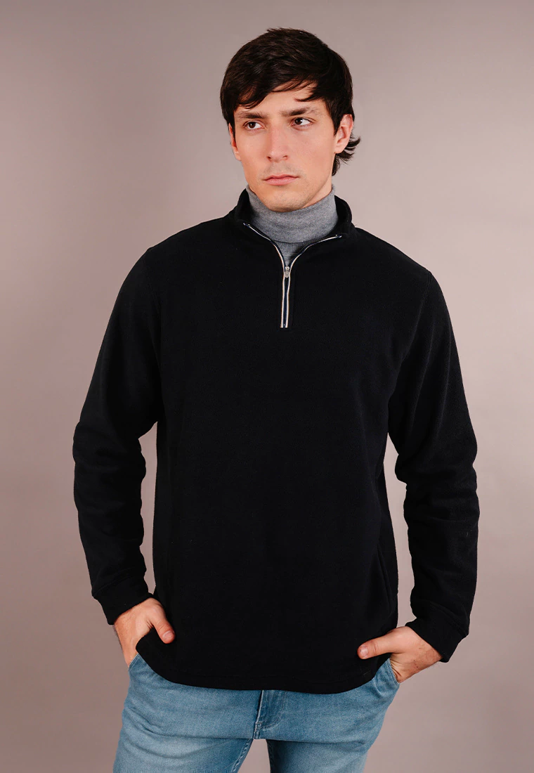 Buzo Media Polera con Cierre Nole Negro
