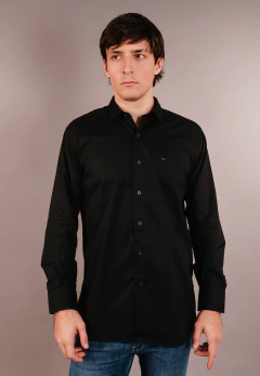 Camisa Corte Clasico Lisa Negro 1652, foto 1 de 4