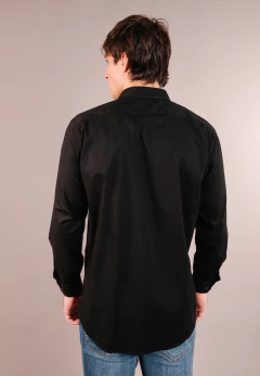 Camisa Corte Clasico Lisa Negro 1652, foto 3 de 4