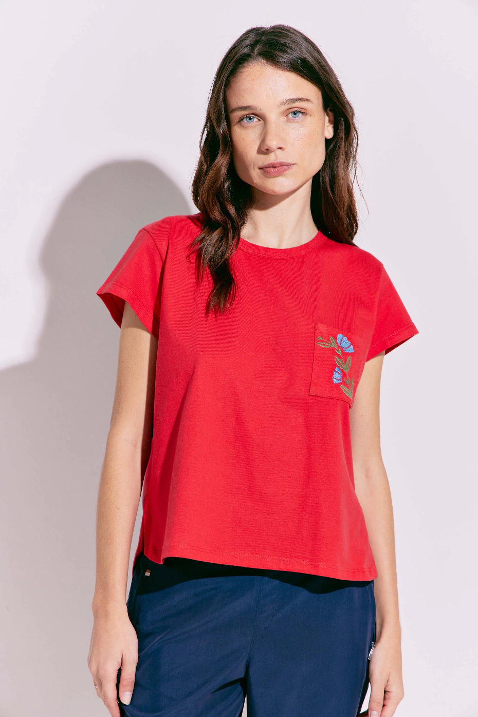 Remera Dama c bols Rosa Rojo