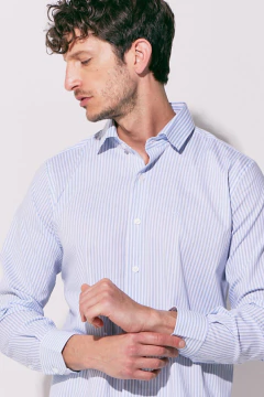 Camisa Corte Ejecutivo Rayas Celeste Bl 708, foto 1 de 4