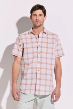 Camisa Manga Corta Lino Boton Naranja 205, foto 1 de 4