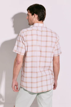 Camisa Manga Corta Lino Boton Naranja 205, foto 3 de 4