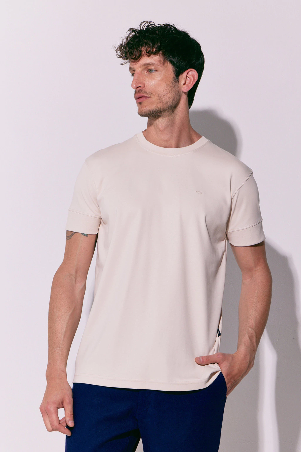 Remera Básica Pima Interlock Beige