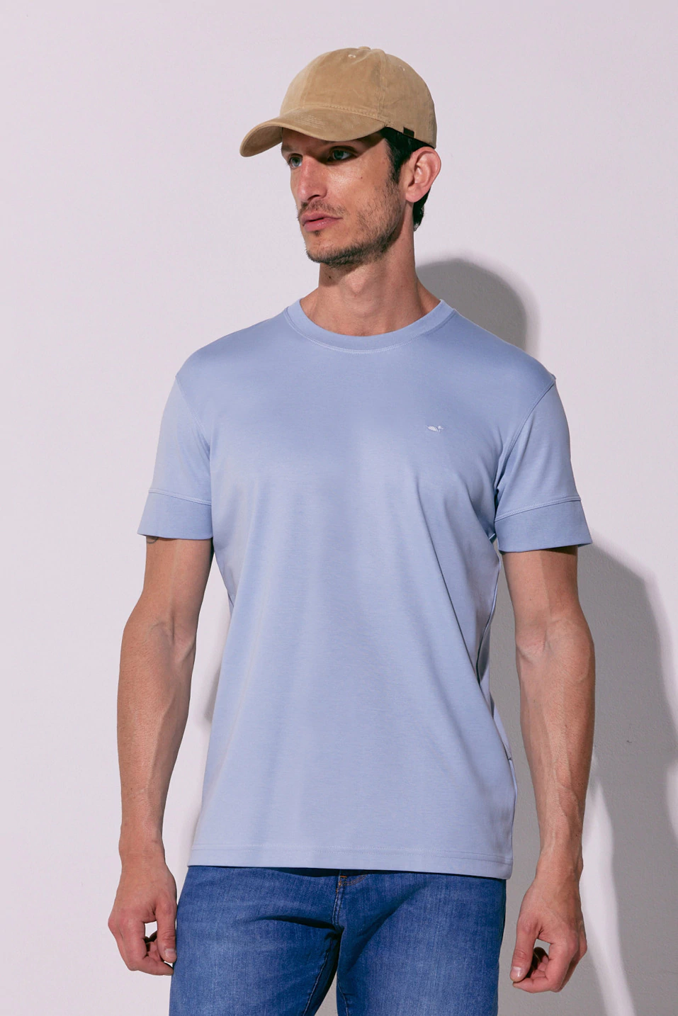 Remera Basica Pima Interlock Celeste