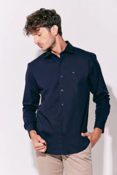 Camisa Corte Ejecutivo Pima Lisa Marino, foto 1 de 5