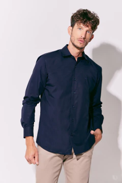 Camisa Corte Ejecutivo Pima Lisa Marino, foto 3 de 5