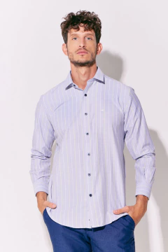 Camisa Corte Clasico Raya Blanco Amarillo, foto 1 de 4