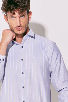 Camisa Corte Clasico Raya Blanco Amarillo, foto 2 de 4