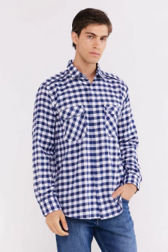 Camisa Corte Clasico Viyela Cuadros Azul, foto 1 de 3