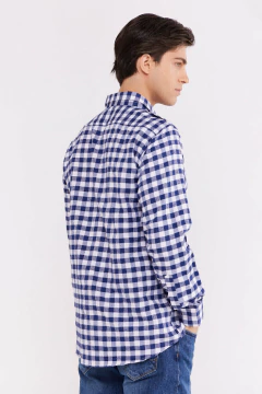 Camisa Corte Clasico Viyela Cuadros Azul, foto 2 de 3