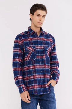 Camisa Corte Clasico Viyela Cuadros Rojo Azul, foto 1 de 4