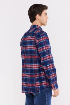 Camisa Corte Clasico Viyela Cuadros Rojo Azul, foto 3 de 4