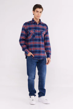 Camisa Corte Clasico Viyela Cuadros Rojo Azul, foto 4 de 4
