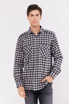 Camisa Corte Clasico Viyela Cuadros Gris, foto 1 de 4