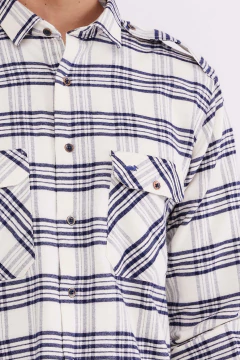Camisa Corte Clasico Viyela Cuadros Blanco, foto 3 de 5