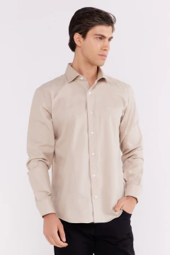 Camisa Corte Ejecutivo Lisa Beige 1699, foto 2 de 4