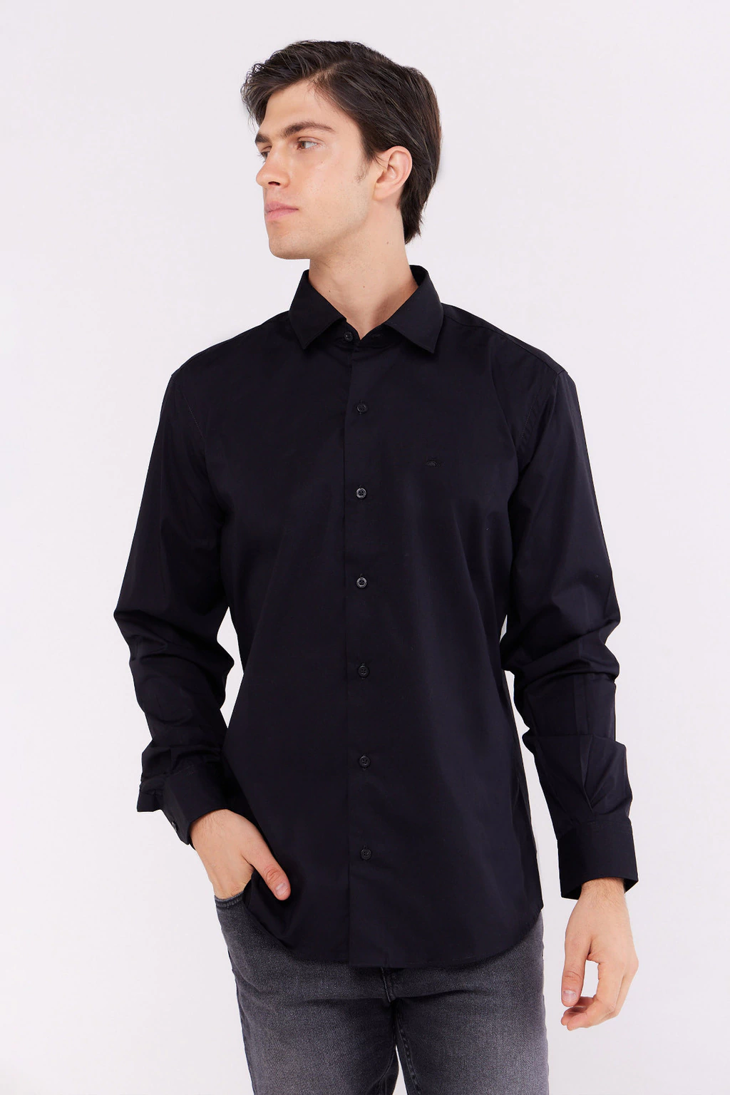 Camisa Corte Ejecutivo Pima Lisa Negro 1731