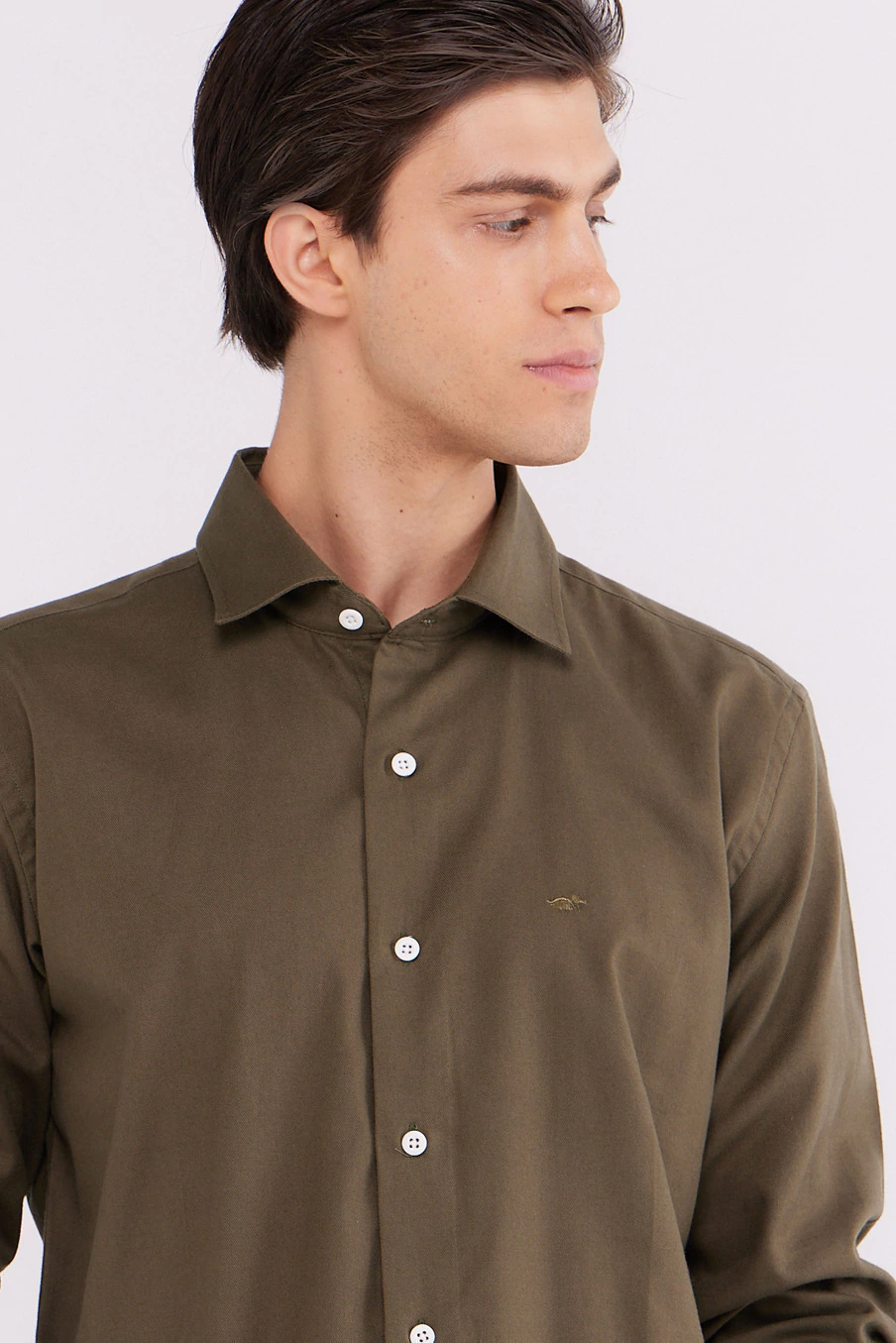 Camisa Corte Ejecutivo Viyela Lisa Verde