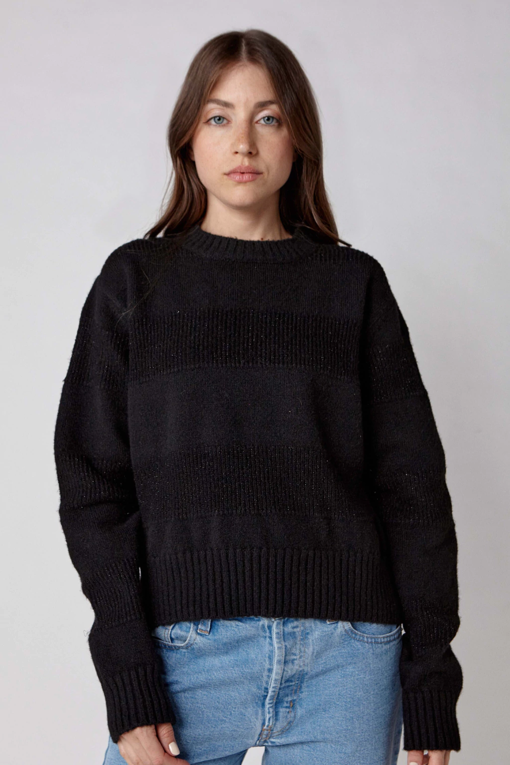 Sweater Rayado Con Lurex Achira Negro