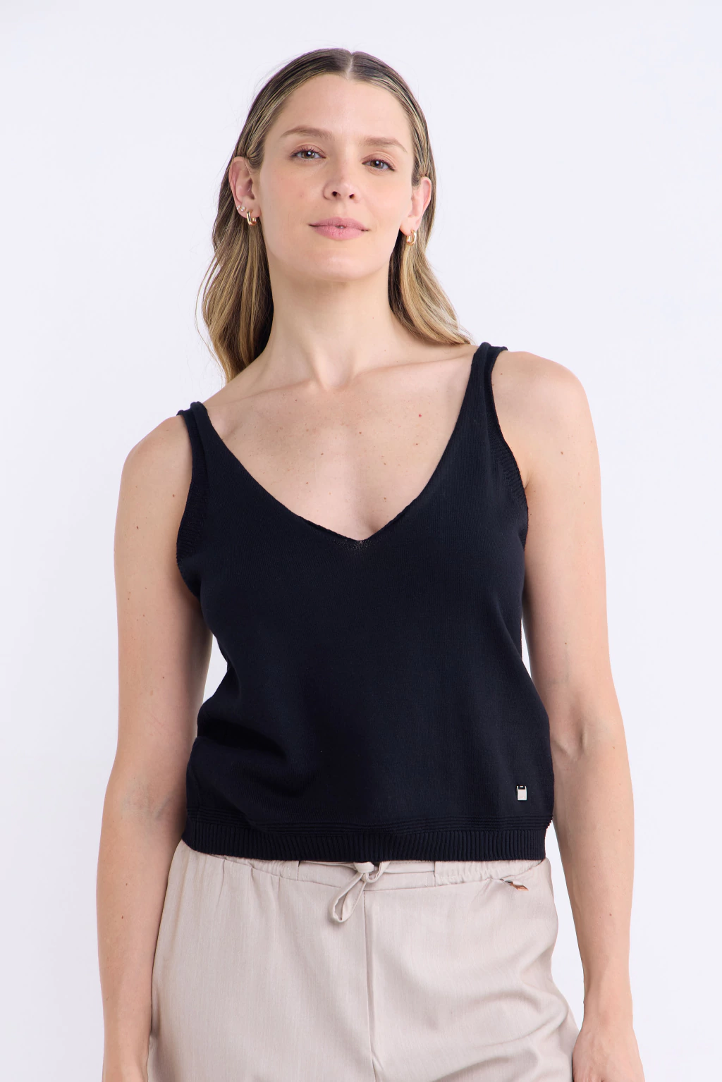 Musculosa Tejida Lumiere Negro