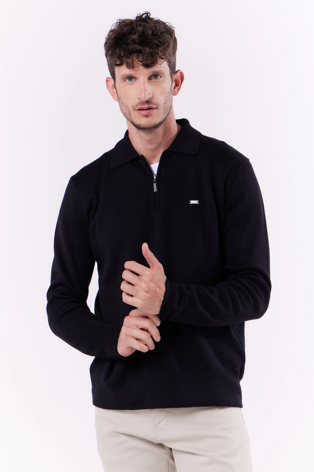 Sweater Cuello Polo Salomon Negro