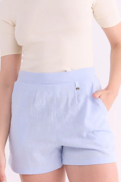 Short con cintura elastizada Ariel Celeste, foto 4 de 5