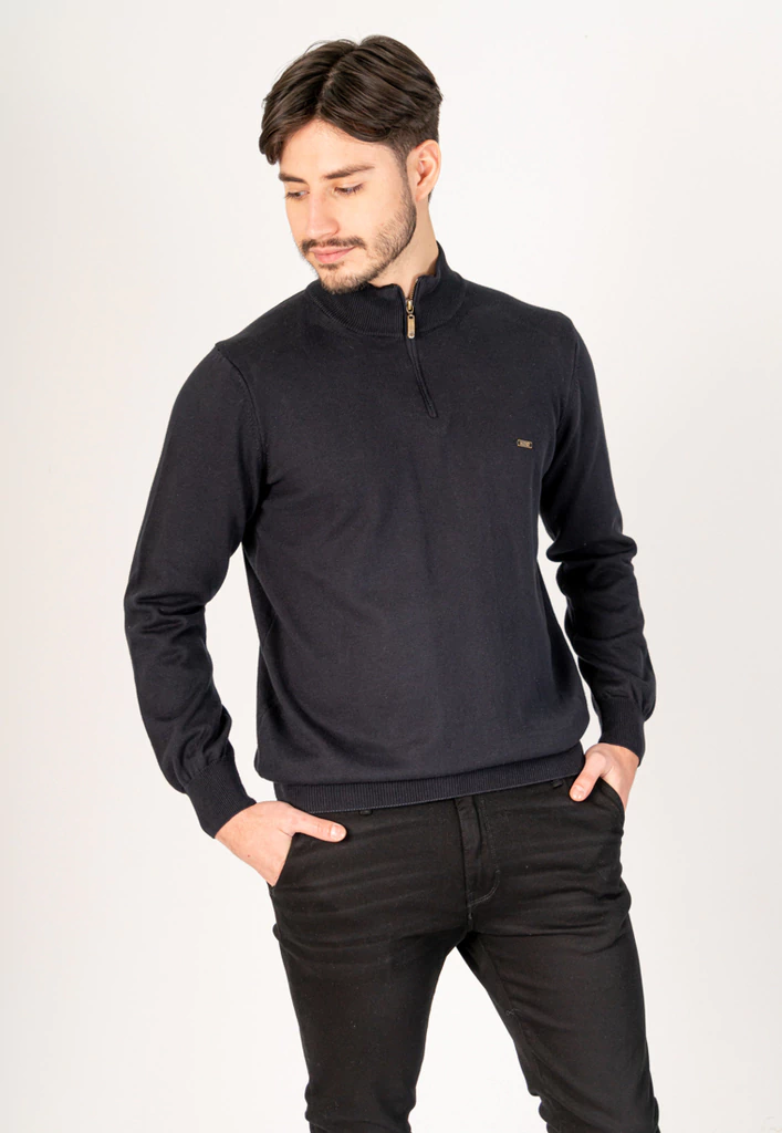 Media Polera Con Cierre Alg GG10 Negro