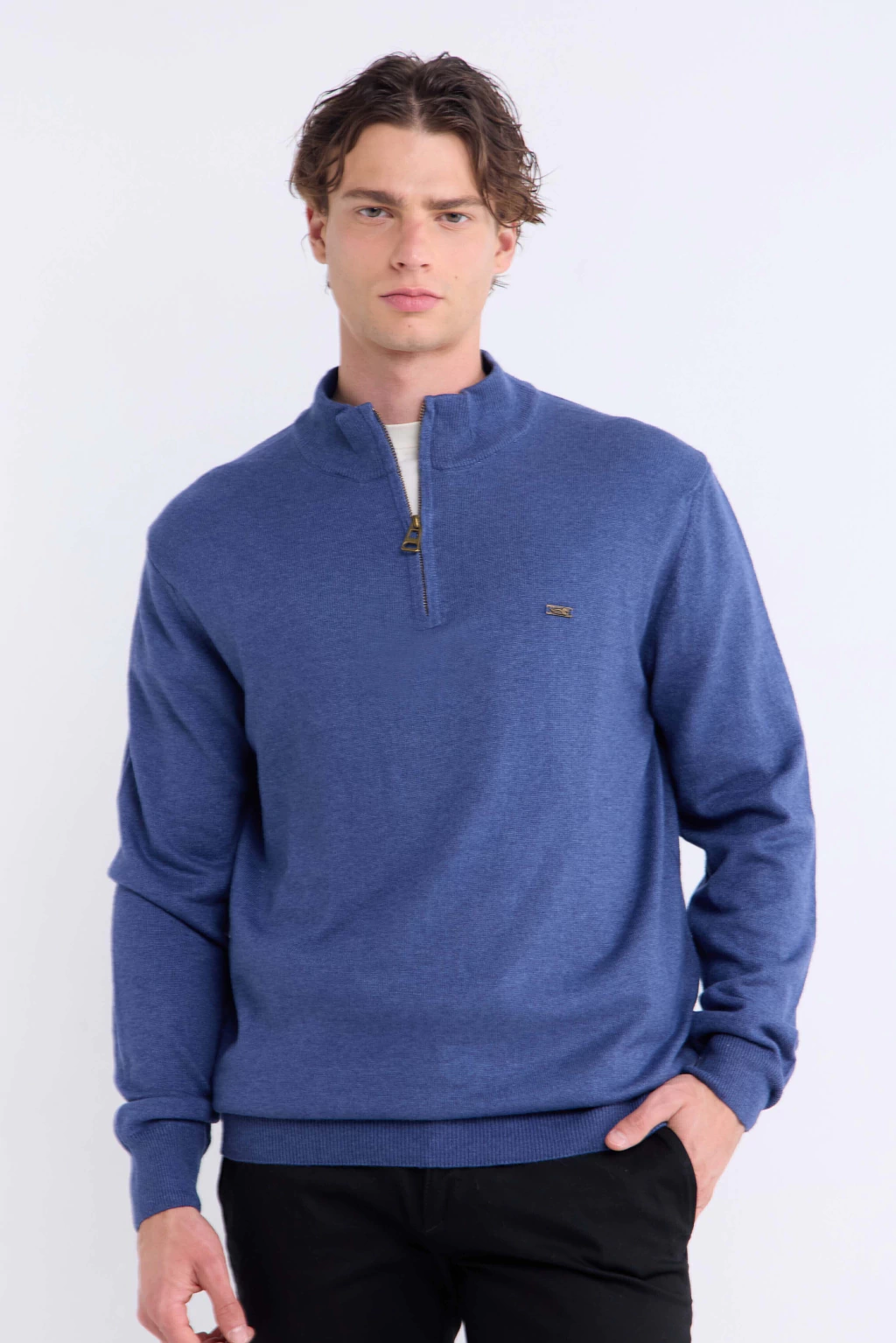 Sweater Media Polera Con Cierre Crin Aero