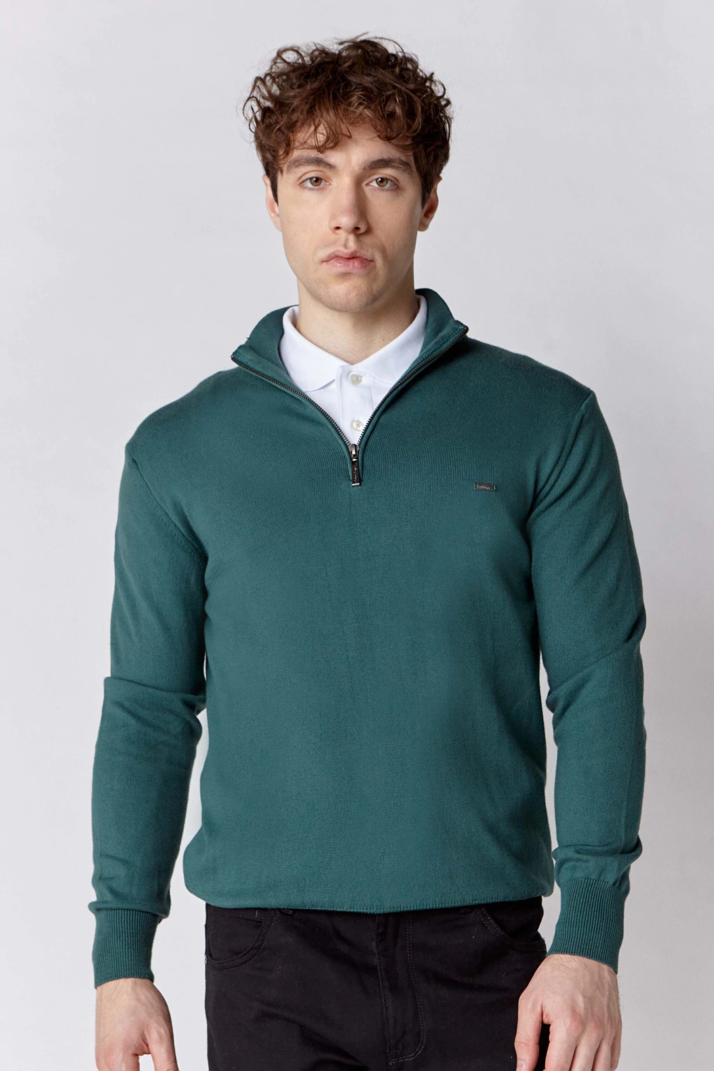 Sweater Media Polera Con Cierre Branta Verde Ingles