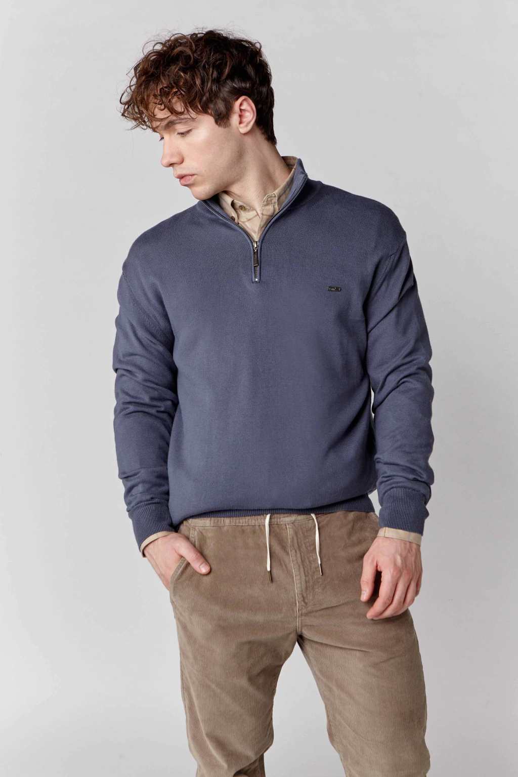Sweater Media Polera Con Cierre Branta Aero