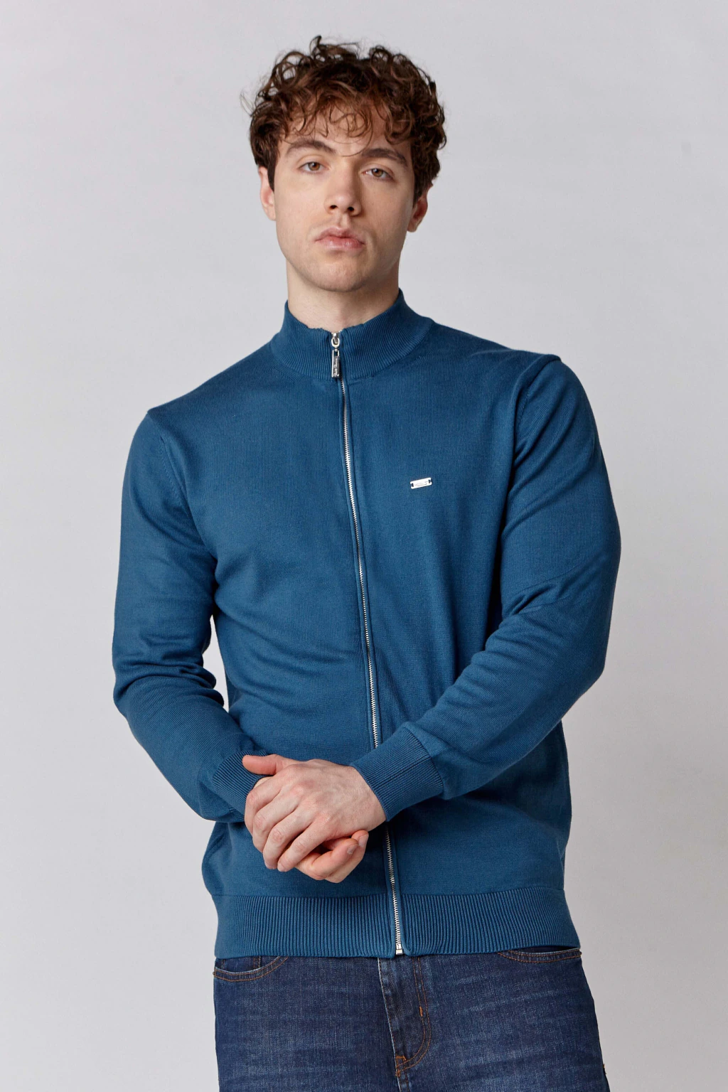 Campera Tejida Gg12 Puños Petróleo