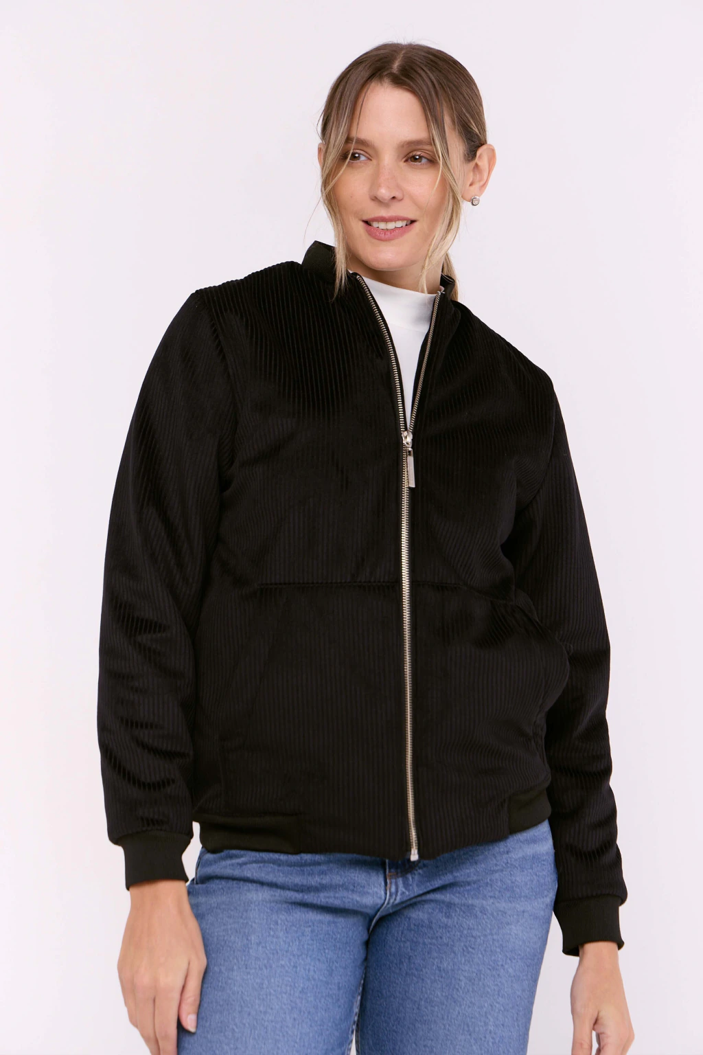 Campera Bomber Corderoy Cuarzo Negro