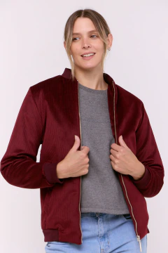 Campera Bomber Corderoy Cuarzo Bordó, foto 2 de 5