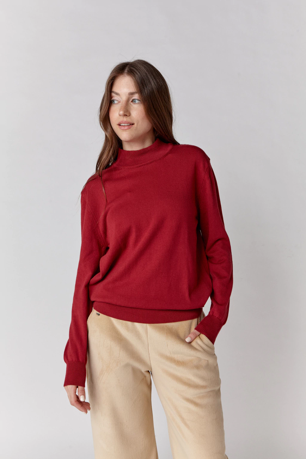 Media Polera Dama Garza Rojo