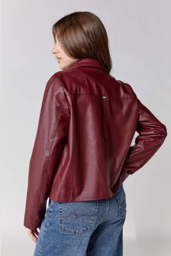 Campera De Cuero Turquesa Bordo, foto 3 de 5